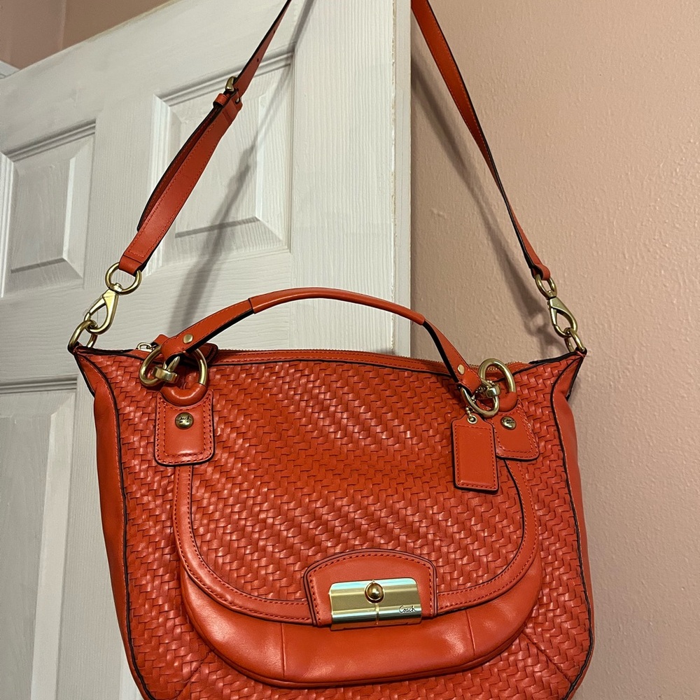 Coach Orange Quilted Leather Shoulder Bag